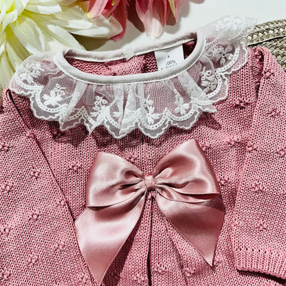 Conjunto de bebé, camisola, calça e touca - 100% algodão - Rosa Velho