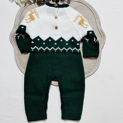 Conjunto bebé - Macacão, botas e gorro de malha