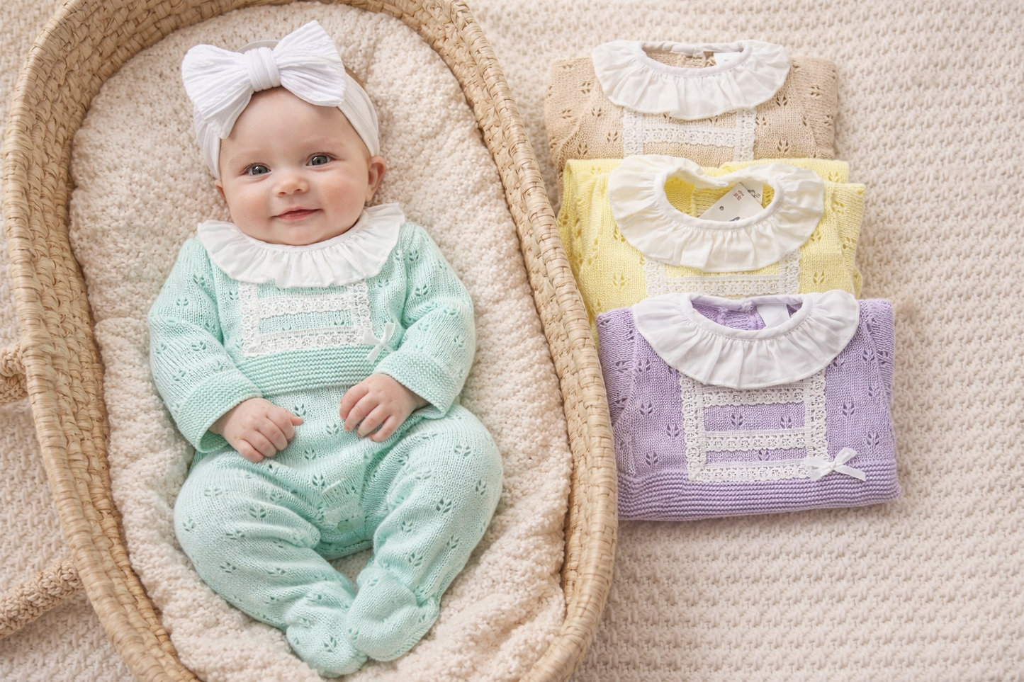 Macacão Flor para bebé - 1/3M -Verde bebé