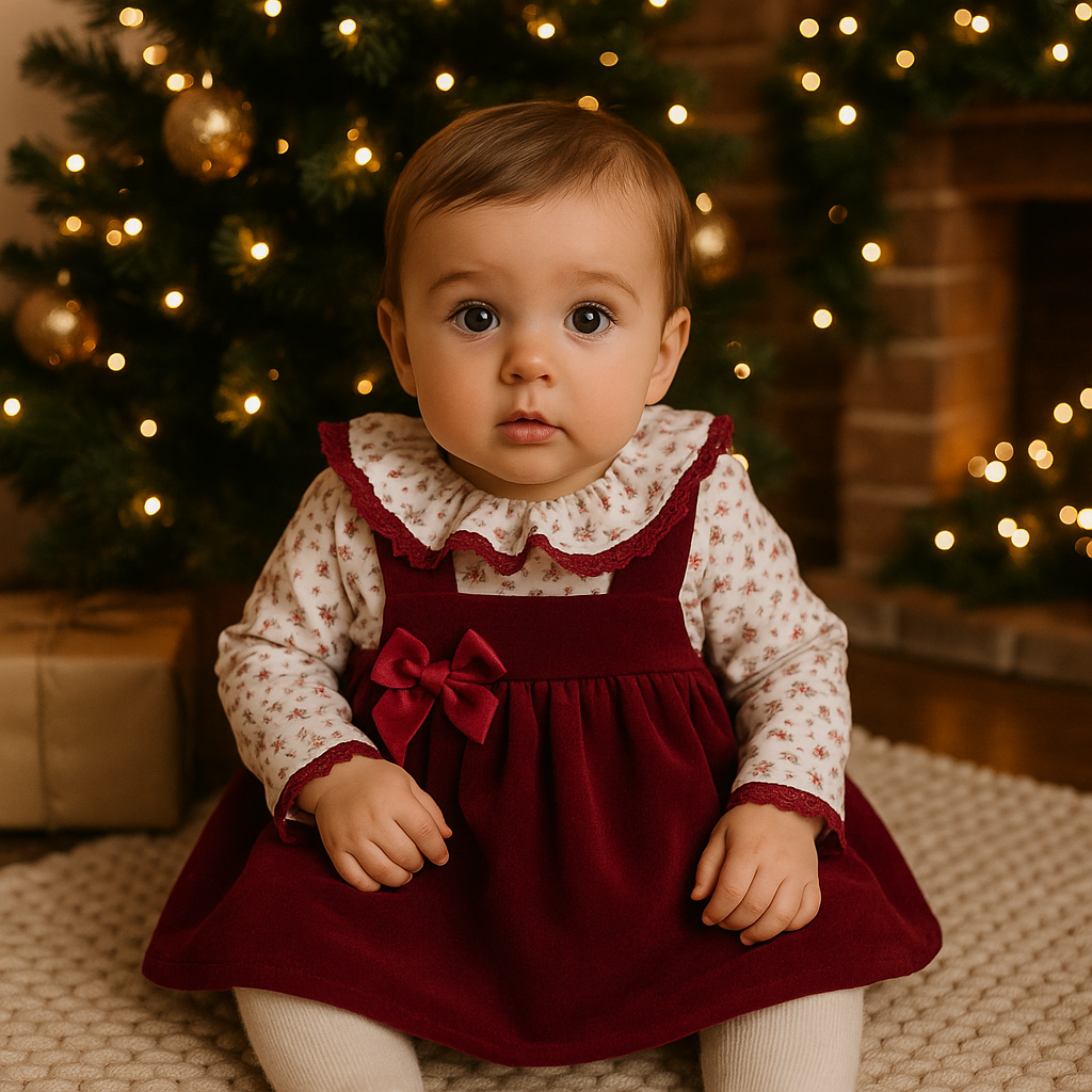 Vestido Aurora  para bebé - Vermelho - 6 e 12M