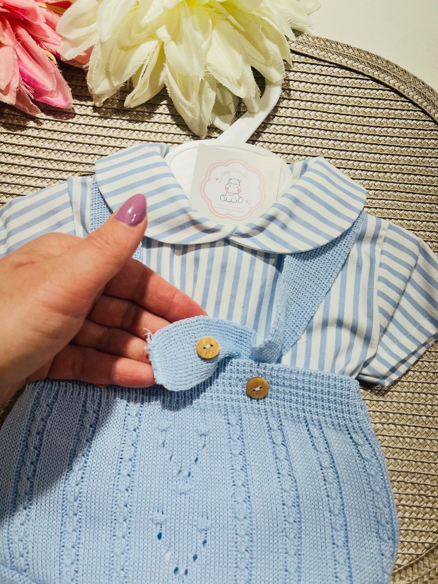 Conjunto Francisco - Fofo e camisa - 3 aos 12M - Azul bebé