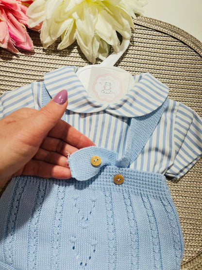 Conjunto Francisco - Fofo e camisa - 3 aos 12M - Azul bebé