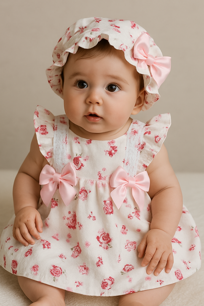 Vestido e chapėu para bebé - Lili