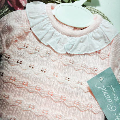 Conjunto de bebé em malha - 2 peças - Rosa bebé