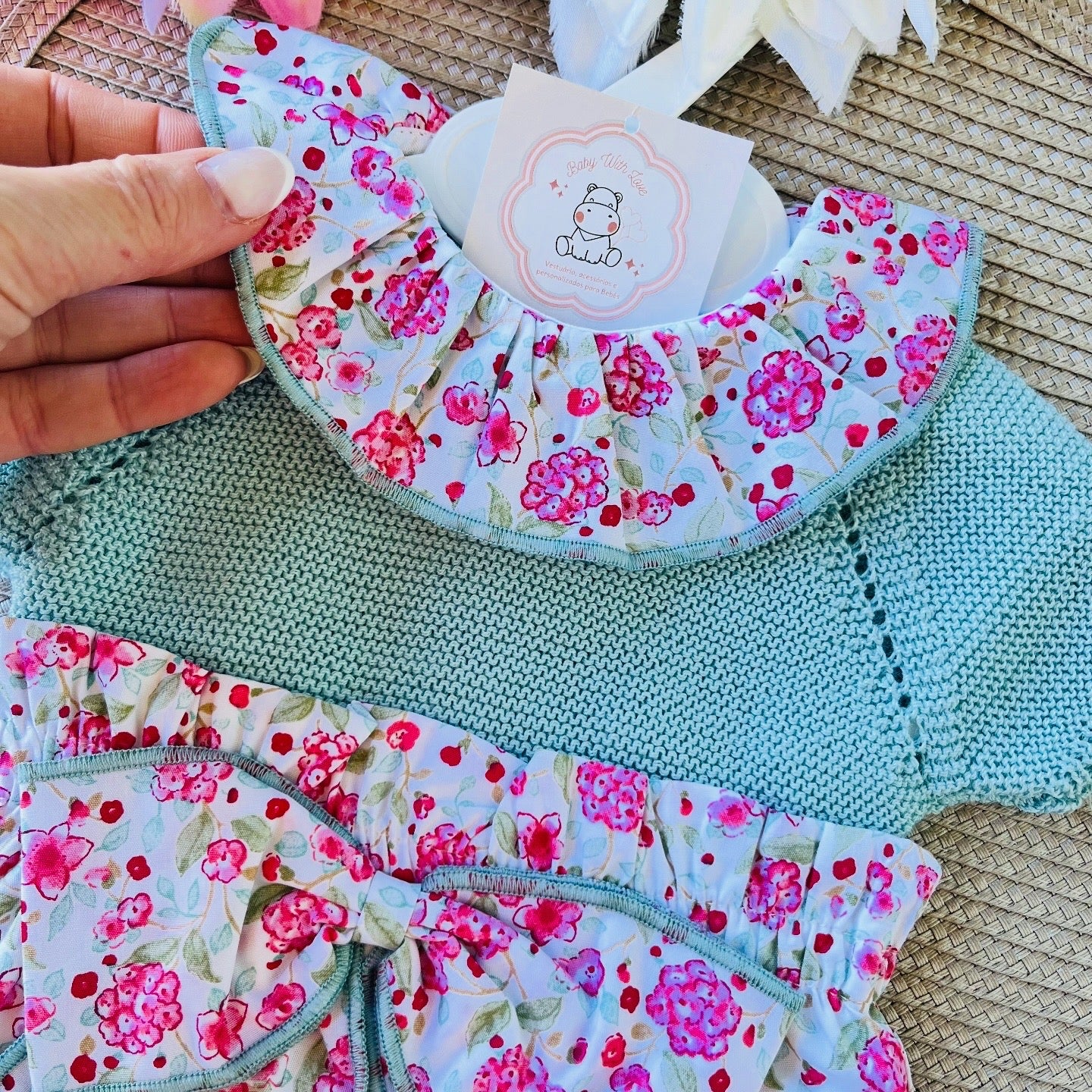 Conjunto Rose para bebé  - 3 aos 12M - Verde água