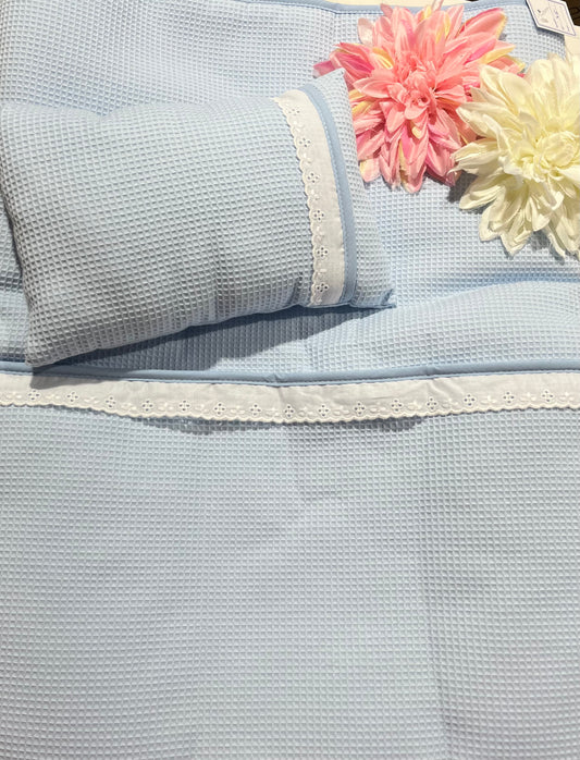Edredom + almofada para Next 2 me Renda - Azul bebé