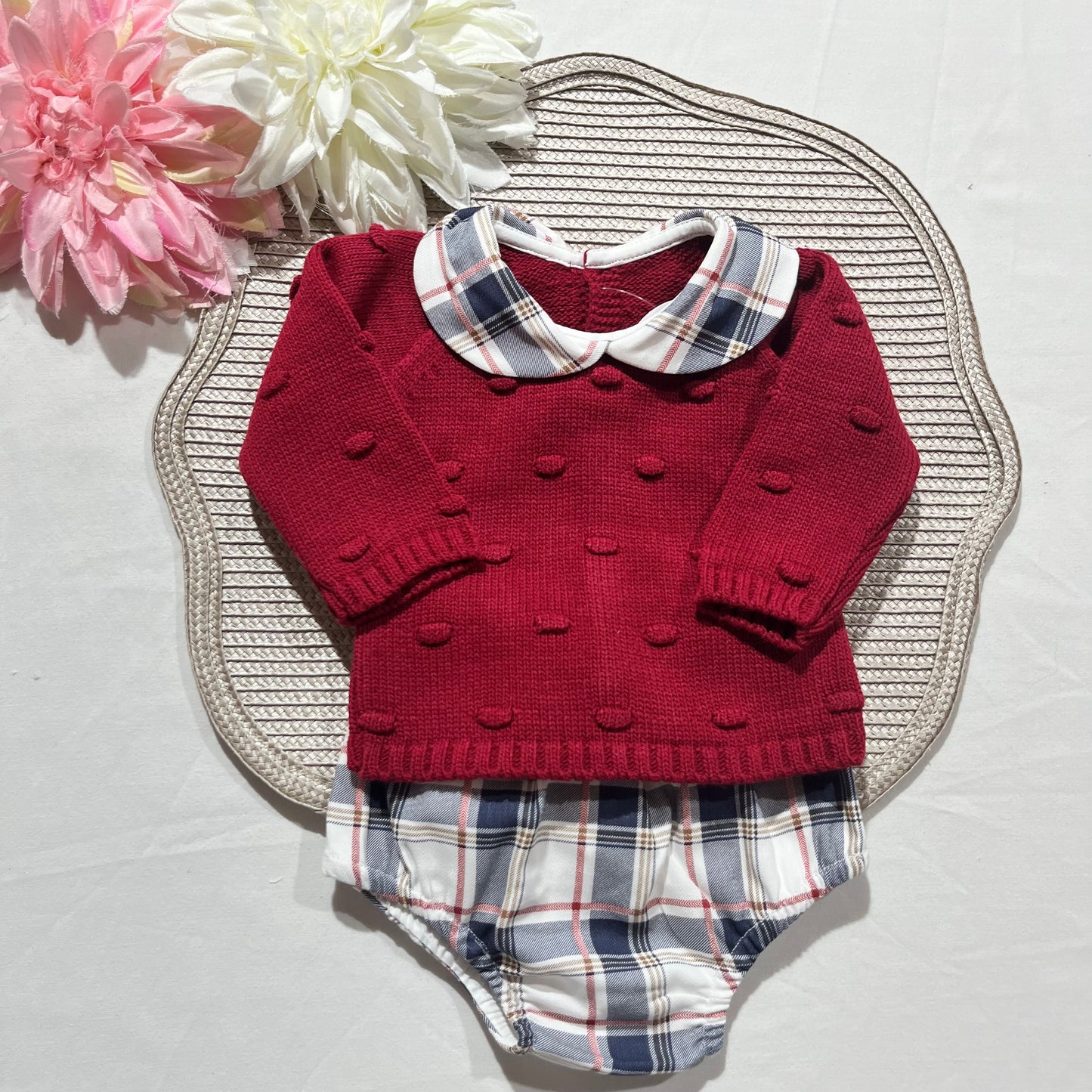 Conjunto Xadrez para bebé - 1 aos 12M - Vermelho