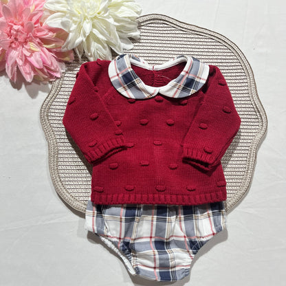 Conjunto Xadrez para bebé - 1 aos 12M - Vermelho