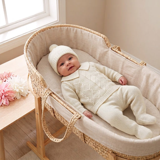 Conjunto em malha para bebé - 1/3M - Pérola
