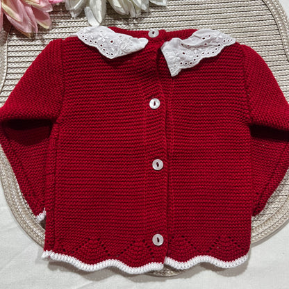 Conjunto em malha para bebé, Clara - 1/3M - Vermelho