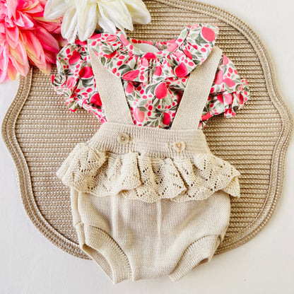 Conjunto Liz - fofo + camisa para bebé - 0 aos 12M - Areia