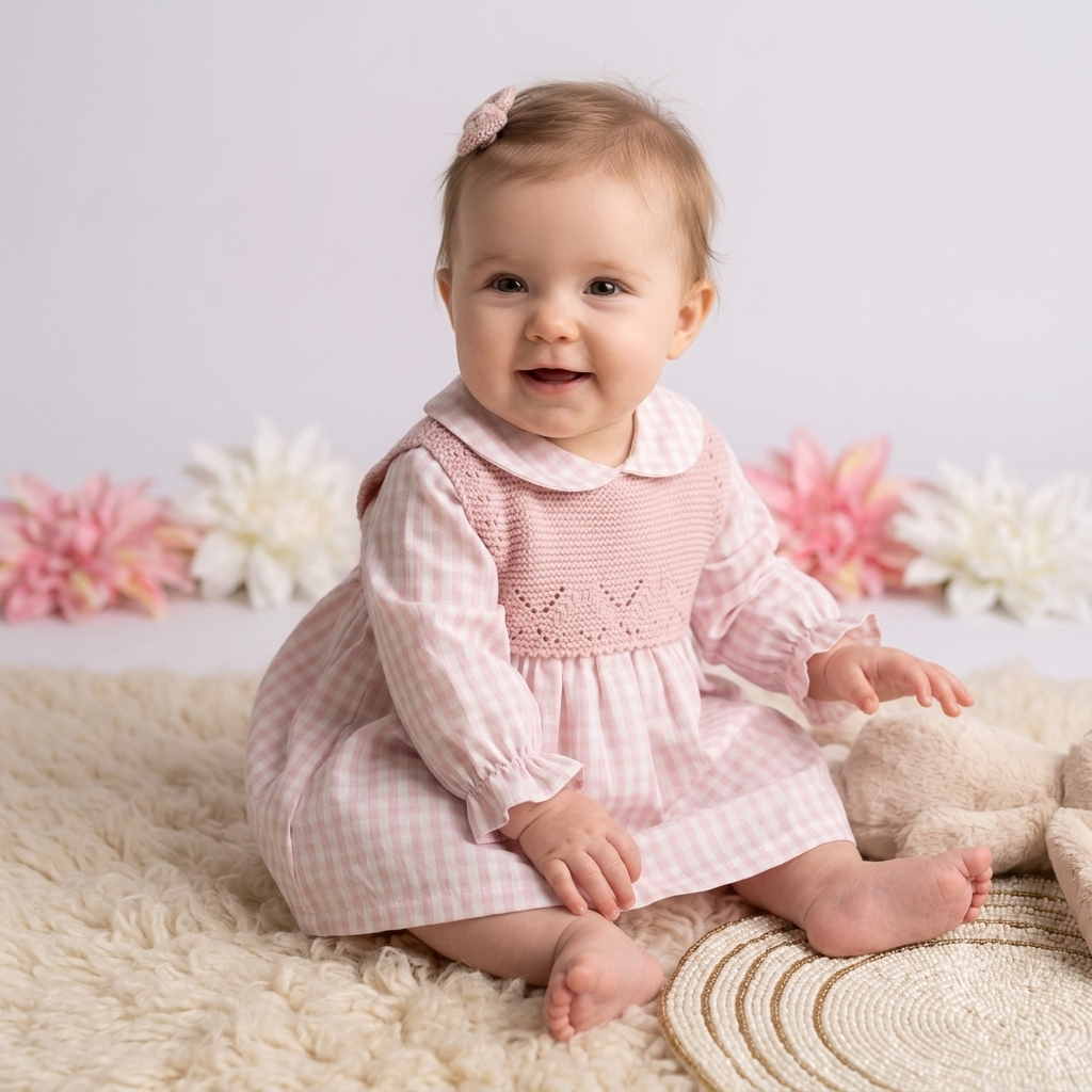Conjunto Vichy -Vestido e colete - 1 aos 12M