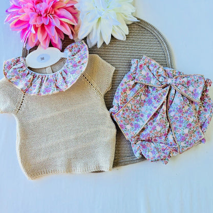 Conjunto Rose para bebé  - 3 aos 12M - Areia