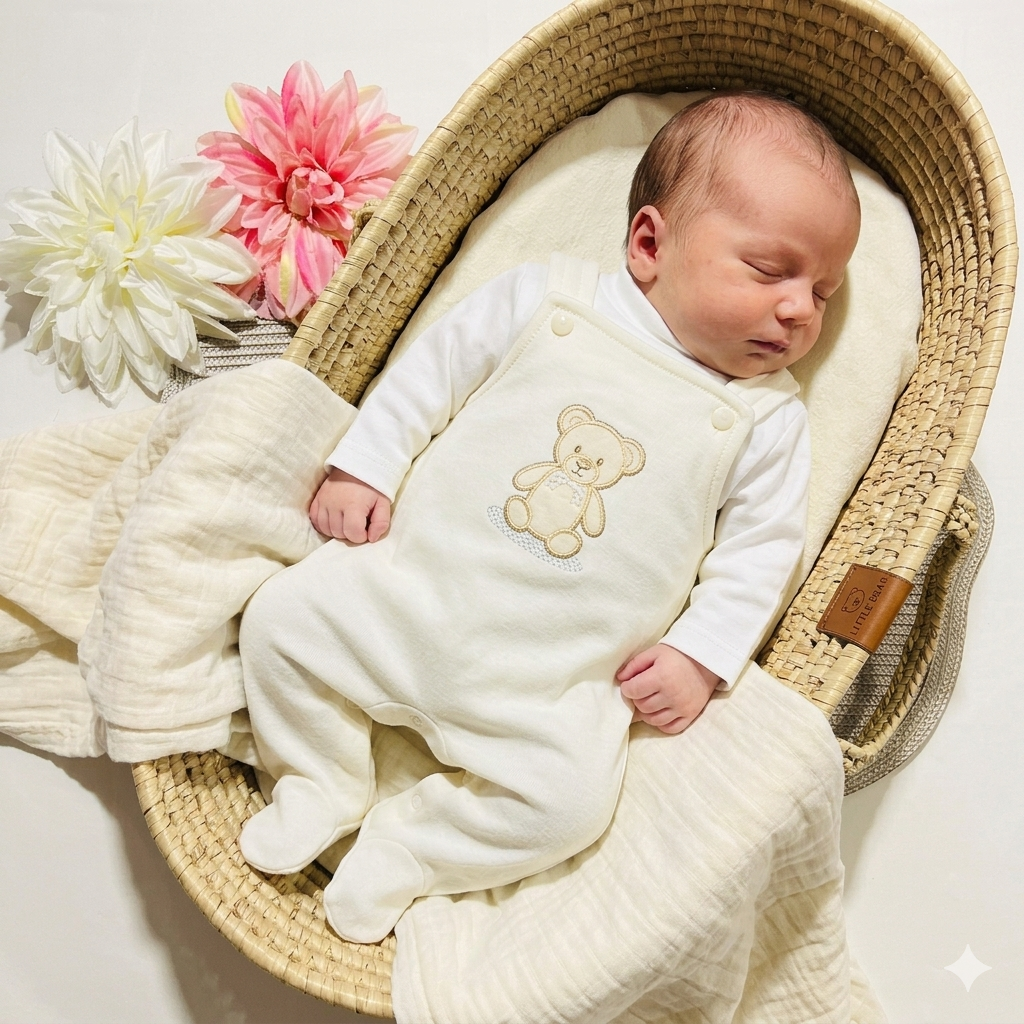 Conjunto jardineira bebé Urso - 0 aos 2M