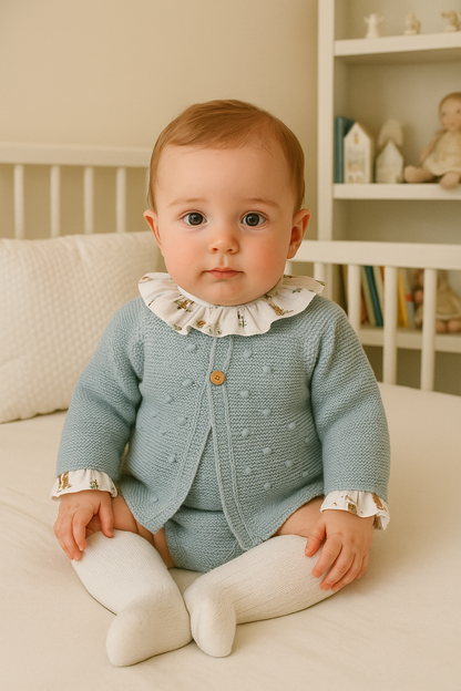 Conjunto Sonho em malha para bebé - 1 aos 12M - Azul claro