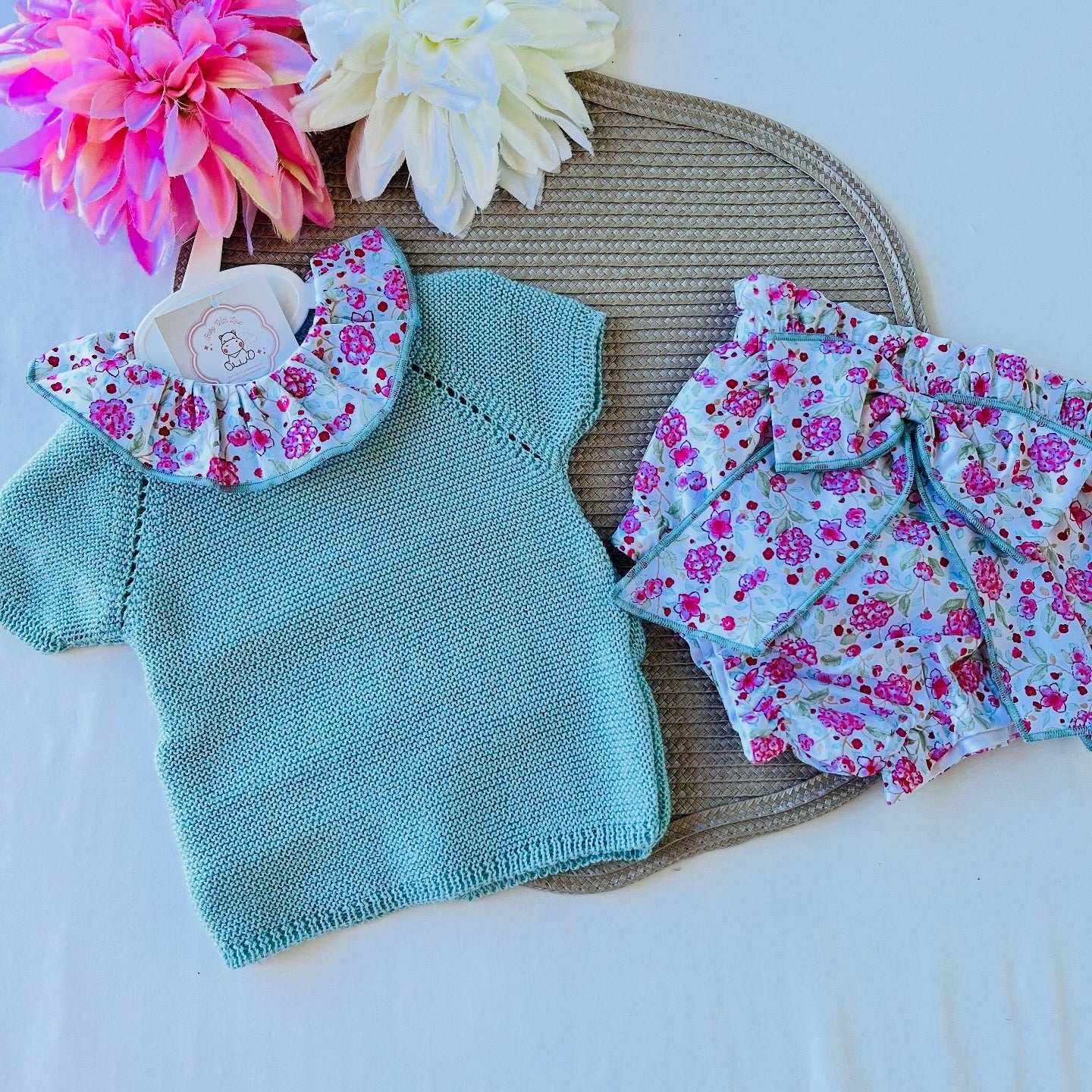 Conjunto Rose para bebé  - 3 aos 12M - Verde água