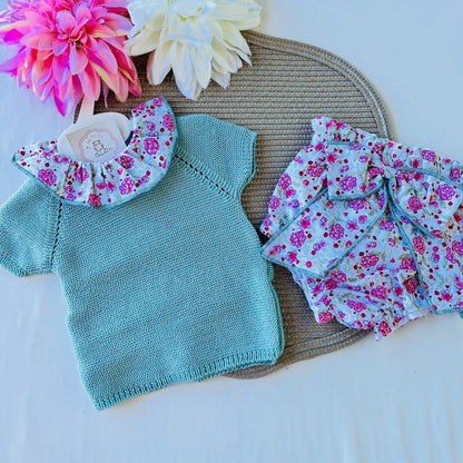 Conjunto Rose para bebé  - 3 aos 12M - Verde água