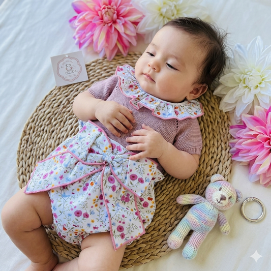 Conjunto Rose para bebé  - 3 aos 12M - Rosa velho