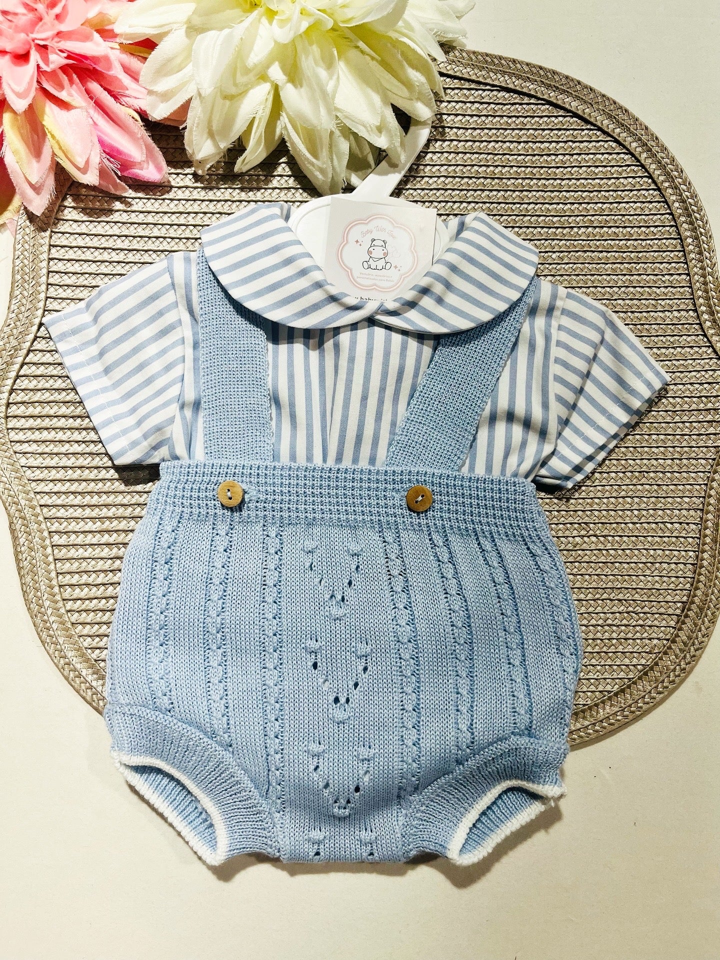 Conjunto Francisco - Fofo e camisa - 3 aos 12M - Azul bebé