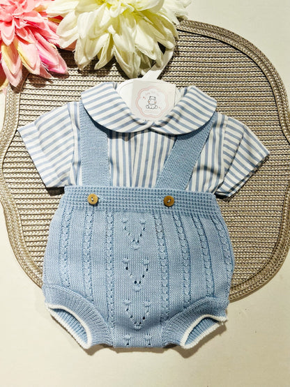 Conjunto Francisco - Fofo e camisa - 3 aos 12M - Azul bebé