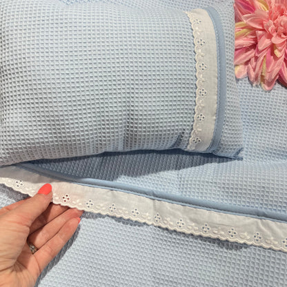 Edredom + almofada para Next 2 me Renda - Azul bebé