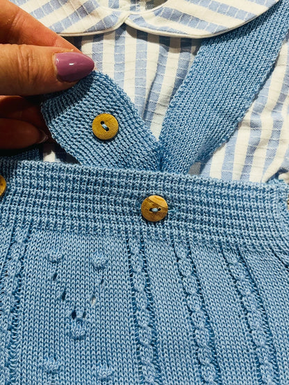 Conjunto Francisco - Fofo e camisa - 3 aos 12M - Azul cobalto