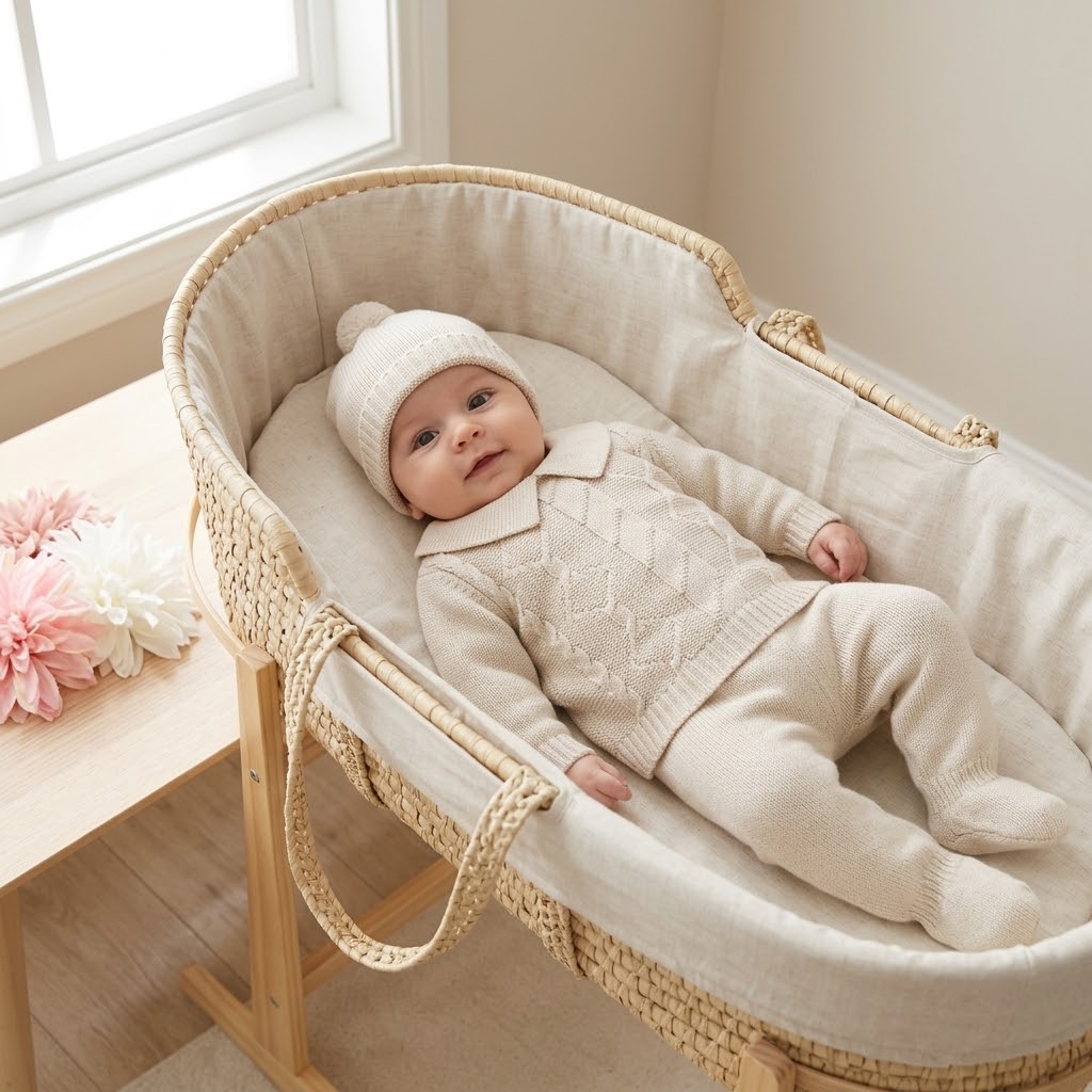 Conjunto em malha para bebé - 1/3M - Areia