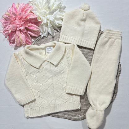 Conjunto em malha para bebé - 1/3M - Pérola