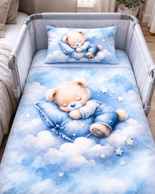 Edredom + almofada para Next 2 me -Azul bebé