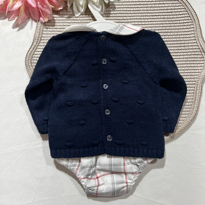 Conjunto Xadrez para bebé - 1 aos 12M - Azul Marinho