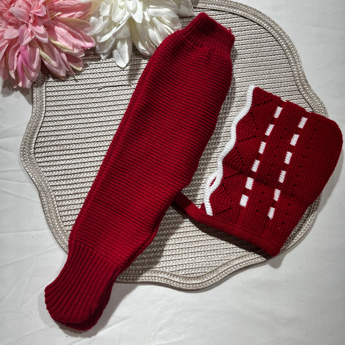 Conjunto em malha para bebé, Clara - 1/3M - Vermelho