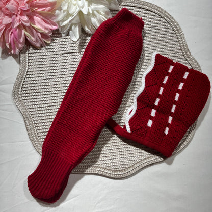 Conjunto em malha para bebé, Clara - 1/3M - Vermelho