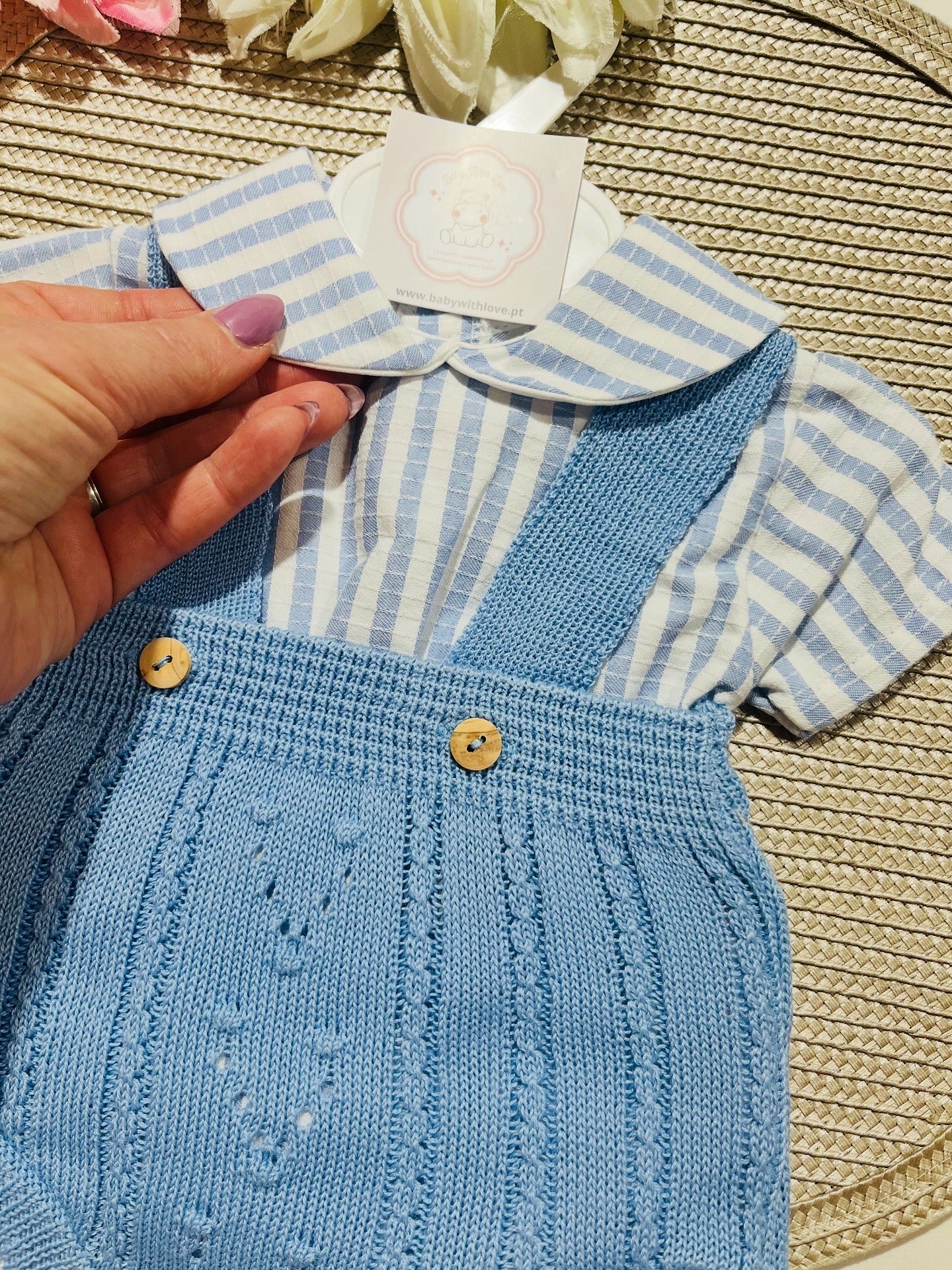 Conjunto Francisco - Fofo e camisa - 3 aos 12M - Azul cobalto