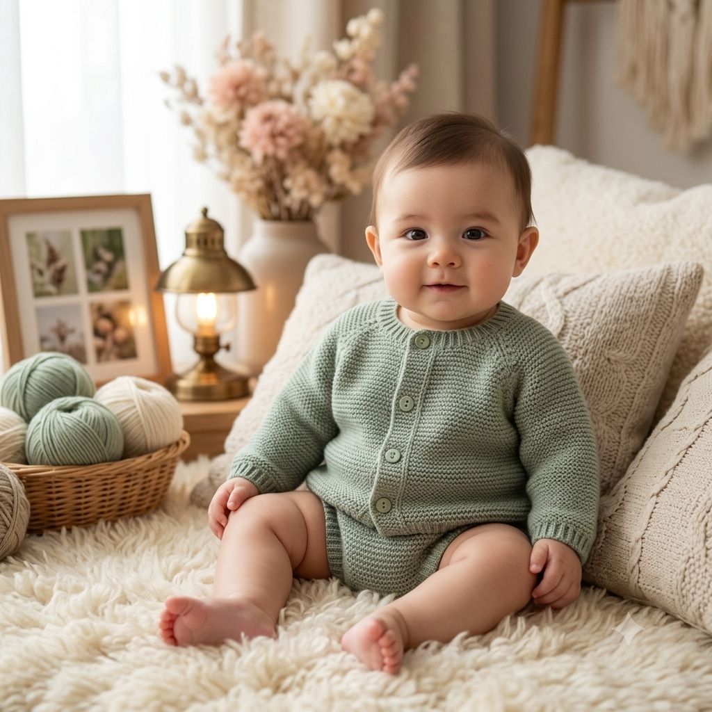 Conjunto para bebé de 2 peças -  0 aos 6M - Verde seco