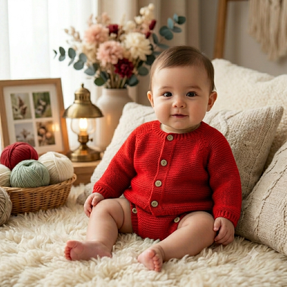 Conjunto para bebé de 2 peças -  0/3M - Vermelho