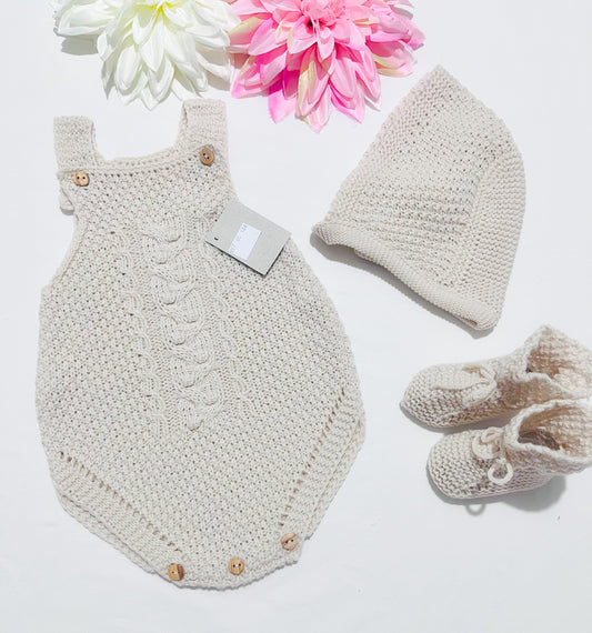 Conjunto de bebé malha 3 peças