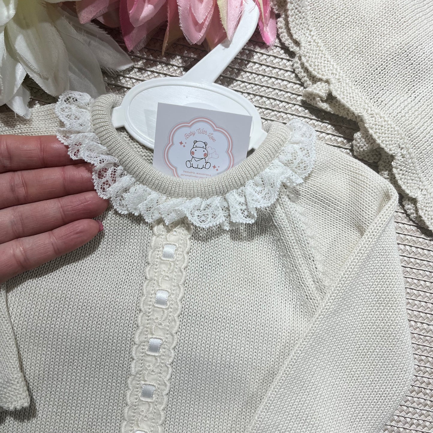 Conjunto Renda para bebé - 0 aos 6M - Areia - Algodão