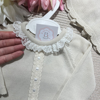 Conjunto Renda para bebé - 0 aos 6M - Areia - Algodão