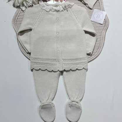 Conjunto Renda para bebé - 0 aos 6M - Areia - Algodão