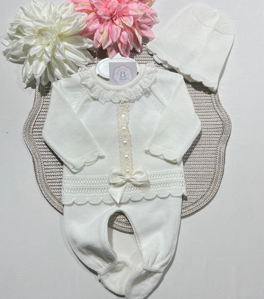Conjunto Renda para bebé - 0 aos 6M - Pérola - Algodão