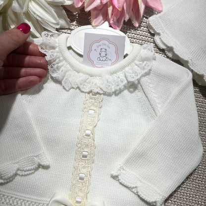 Conjunto Renda para bebé - 0 aos 6M - Pérola - Algodão