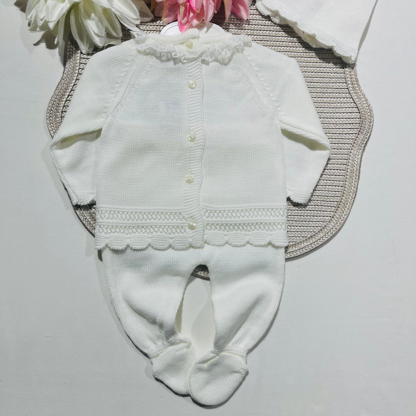 Conjunto Renda para bebé - 0 aos 6M - Pérola - Algodão