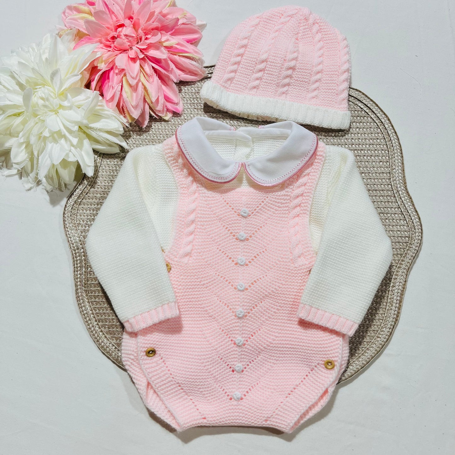 Conjunto para bebé - Fofo, camisola e gorro - 1/3M - Rosa bebé