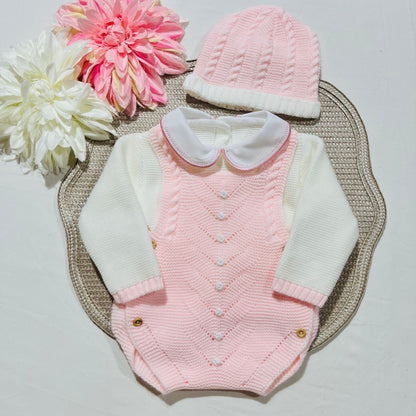Conjunto para bebé - Fofo, camisola e gorro - 1/3M - Rosa bebé