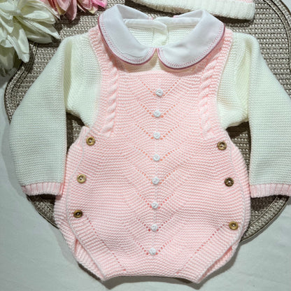 Conjunto para bebé - Fofo, camisola e gorro - 1/3M - Rosa bebé