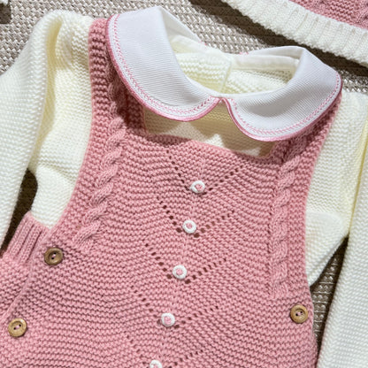 Conjunto para bebé - Fofo, camisola e gorro - 1/3M - Rosa velho