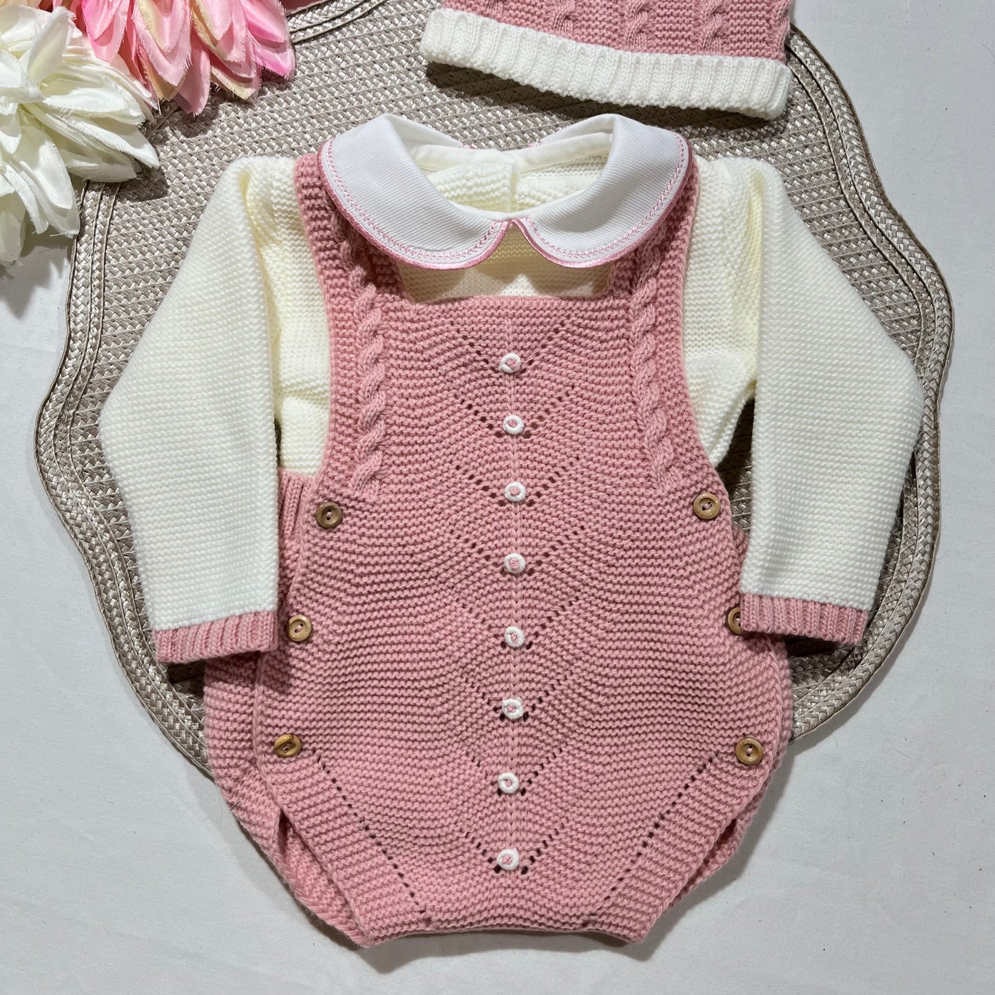 Conjunto para bebé - Fofo, camisola e gorro - 1/3M - Rosa velho