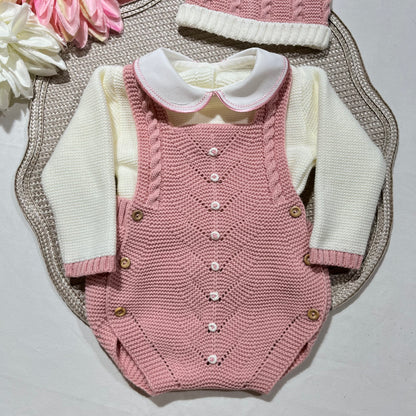 Conjunto para bebé - Fofo, camisola e gorro - 1/3M - Rosa velho
