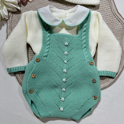 Conjunto para bebé - Fofo, camisola e gorro - 1/3M - Verde seco