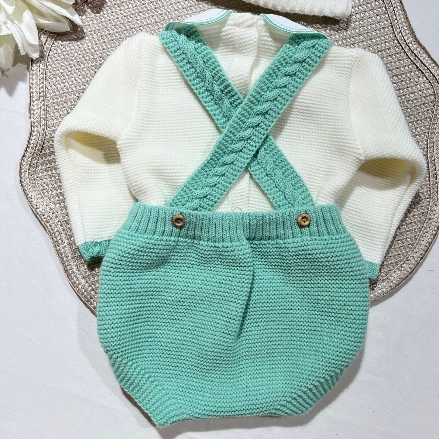 Conjunto para bebé - Fofo, camisola e gorro - 1/3M - Verde seco